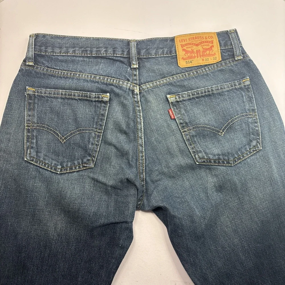 Levi's 514 Denim Jeans Men's 32x31‎ Blue Dark Wash Straight Leg Stretch Pockets